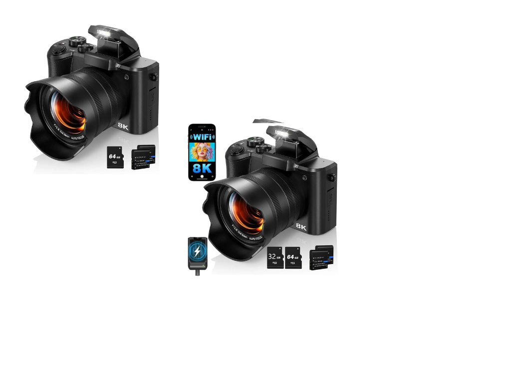 8K Digital Camera for Photography Autofocus WiFi 88MP Vlogging Camera with Dual-Lens 16X Digital Zoom Touch Screen Travel Camera
